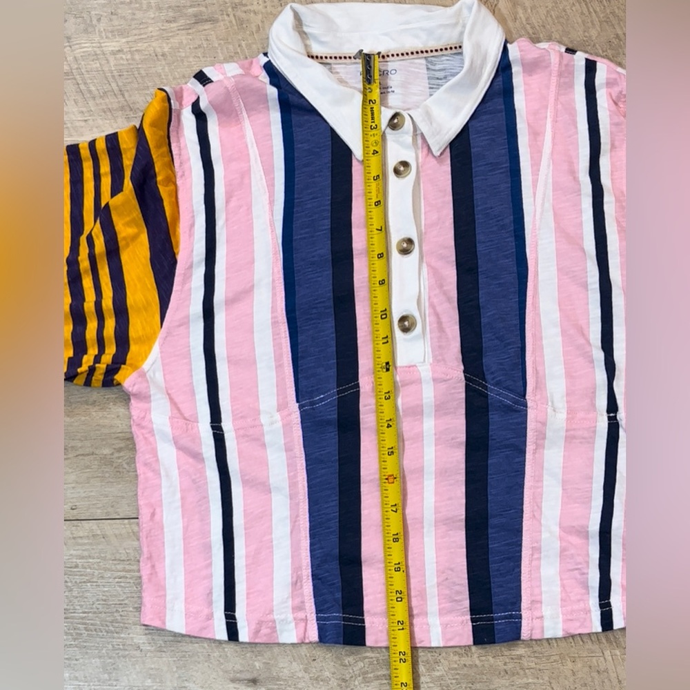 Anthropologie Pilcro Women’s Rugby Polo Wide 3/4 Sleeves Top Size XL - Picture 9 of 10